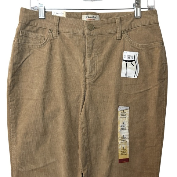 NWT St John’s Bay Corduroy Secretly Slender Boot Cut jeans pants tan women’s 8 - Picture 3 of 14